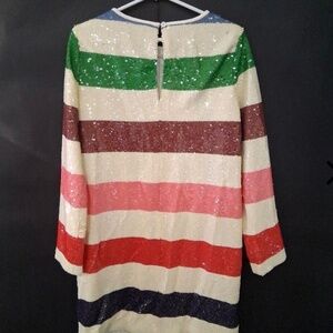Kate Spade Adventure Stripe Multi Rainbow Sequin Mini Shift Dress Size 6